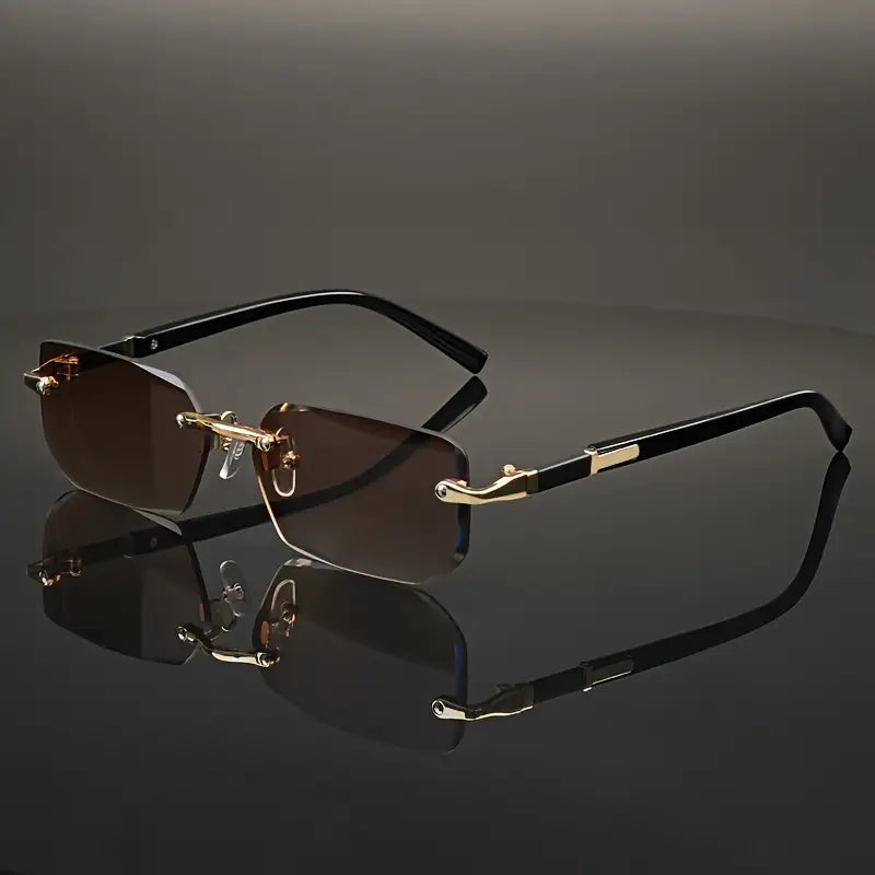 Retro Rimless Sunglasses for Men – Cutting Lens Shades