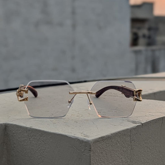 Luxury Cheetah Style Photochromic Sunglasses – UV400 Rimless Rectangle