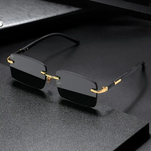Retro Rimless Sunglasses for Men – Cutting Lens Shades