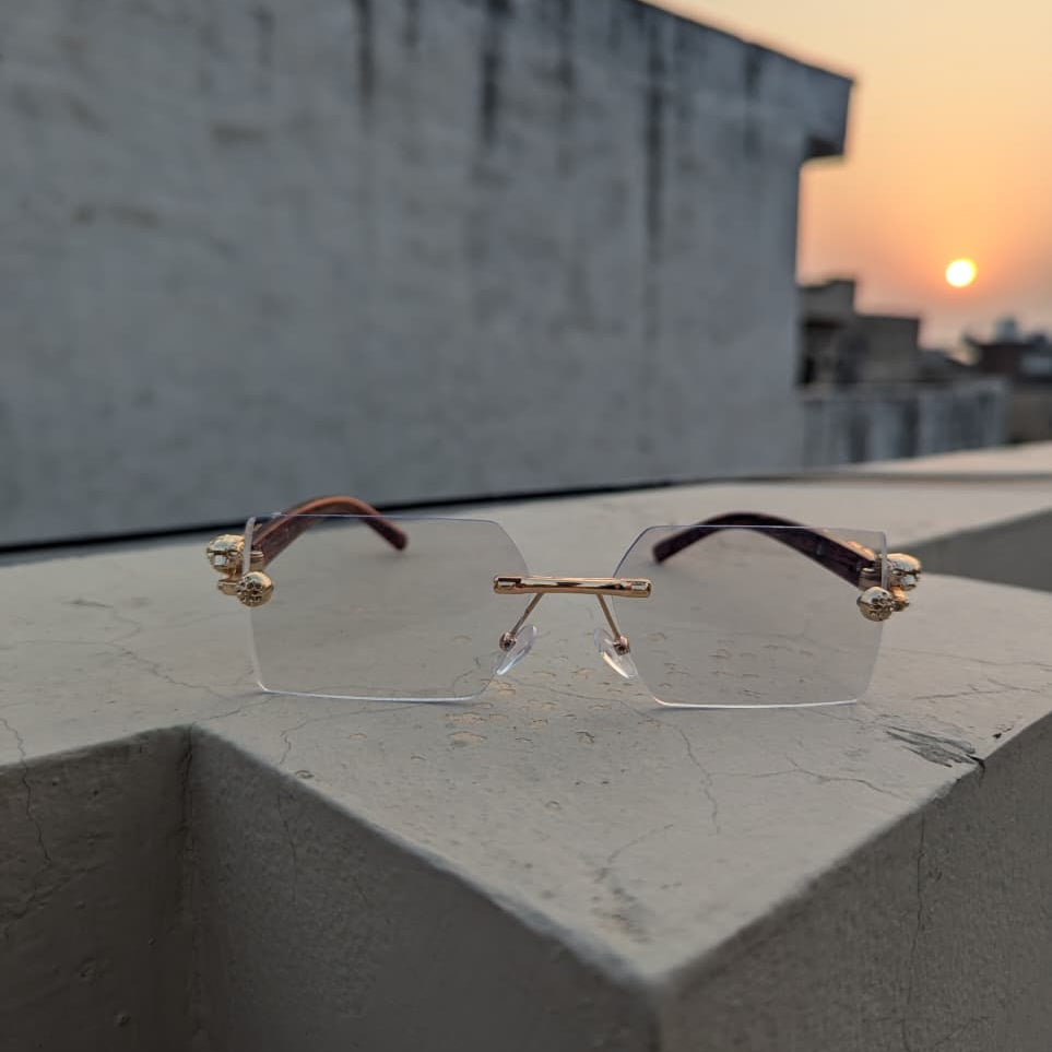 Luxury Panther Style Photochromic Sunglasses – UV400 Rimless Rectangle