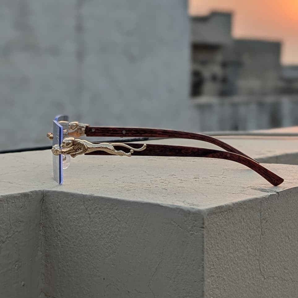 Luxury Panther Style Photochromic Sunglasses – UV400 Rimless Rectangle
