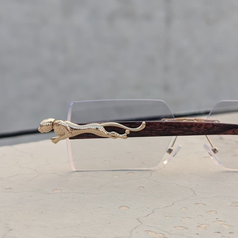 Luxury Panther Style Photochromic Sunglasses – UV400 Rimless Rectangle