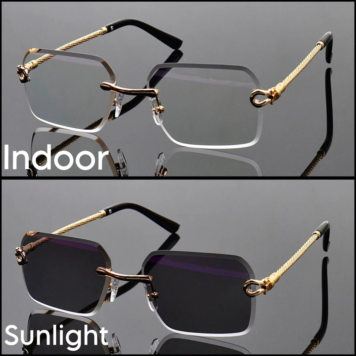 Black Transition Metal Frame Glasses
